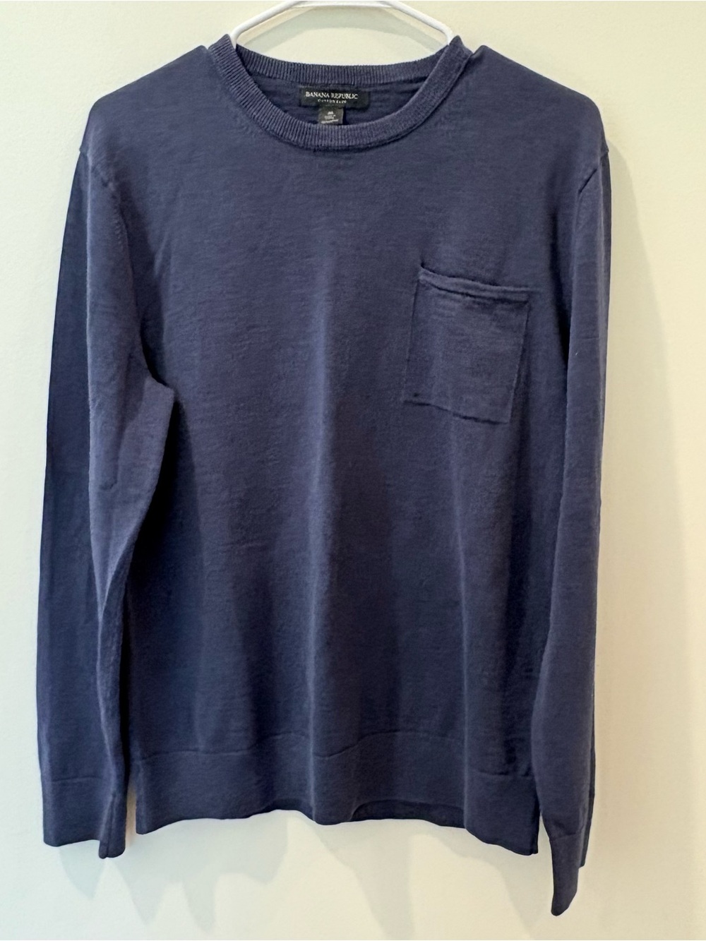 Banana Republic Men’s Navy Blue Pocket Crewneck Sweater